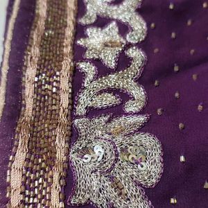 Dark Purple Saree With Emblished Borders !!!Price