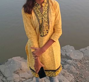 yellow pure cotton kurti
