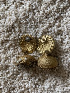 Gold Jhumka Earrings
