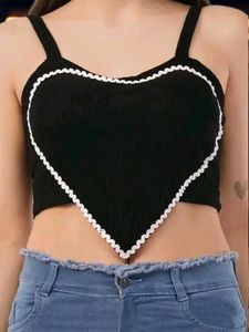 Black Heart Crop Top