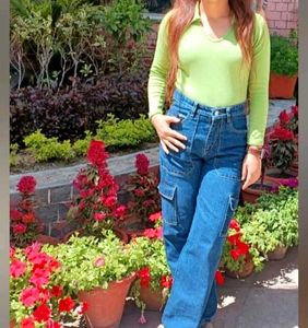 Full Sleeve Crop Collar T Shirt