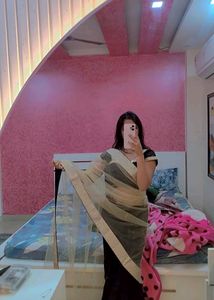 Black And Gold Net Sari With Blouse
