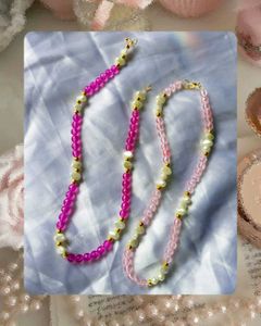 Blue &amp; Pearl Beaded Necklace