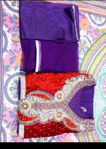 Red Velvet and purple Net Party&#39; Wear Suit