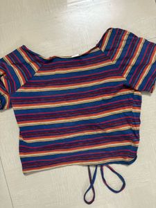 Striped Crop Top With Adjustable Tie