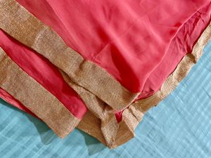 Beautiful Peach Saree With Sequence Blouse