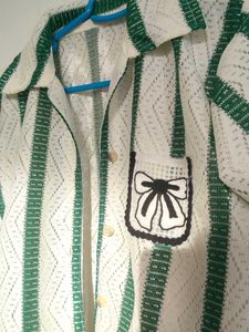 Korean Striped Short Sleeve Shirt