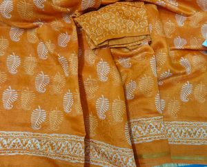 Orange Printed Saree