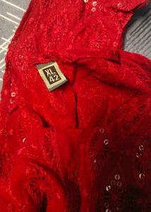 Maroon Embroidered Kurta