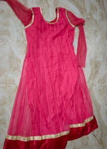 Pink &amp; Gold Anarkali Dress