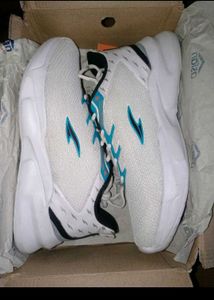 New White & Teal Athletic Running Shoes