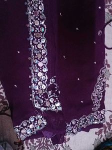 Purple Partywear Saree With Blouse