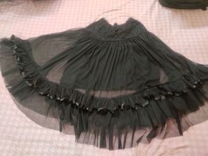 Black Lace Trim Layered Skirt