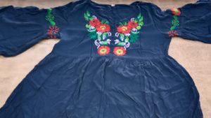 Navy Blue Embroidery Top