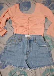 PEACH DENIM COMBO