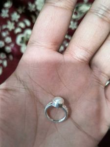 Pure 92.5 Hallmark Pearl Silver Ring