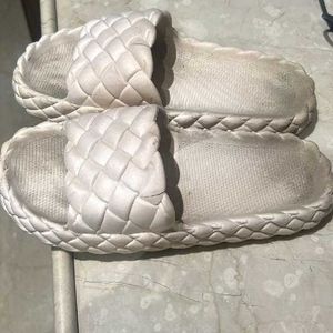 White Woven Detail Flats