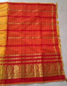 New Yellow Banarasi Saree with Red Border🌼