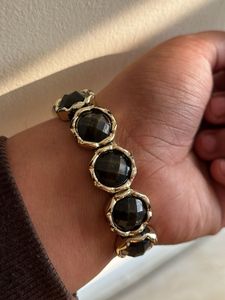 Gold &amp; Black Stone Bracelet