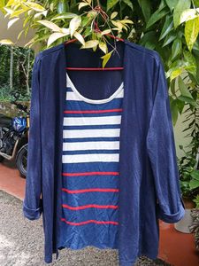 Striped Tank Top & Cardigan Set