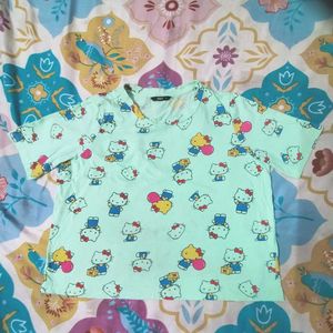 Cute T-shirt For Women Kitty Print Tee Pattern