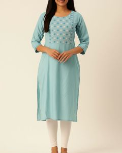 Elegant Blue Embroidered Kurta L Size