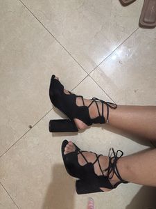 Black Lace-Up Heels