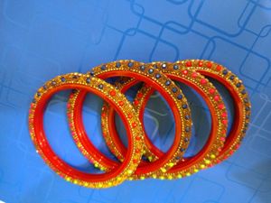 Red &amp; Colorful Bangle Set