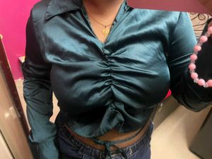 Teal Satin Style Top