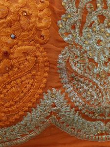Orange Embroidered Saree