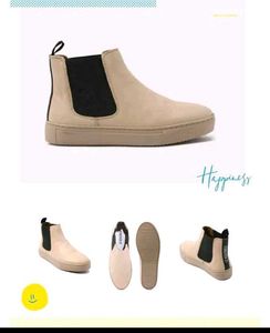 Beige Neoprene Chelsea Boots