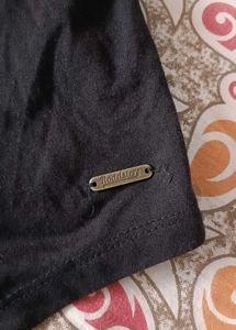 Black V-Neck Tie Detail Top