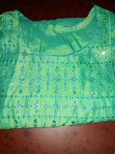 Green Embellished Sleeveless Top