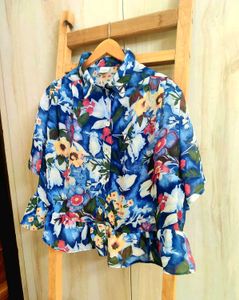 Multicolour Printed Crop Shirt Size-42-44