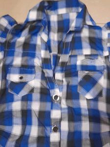 Blue Plaid Short Sleeve Shirt