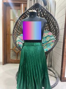 Glam Green Knee Length Skirt