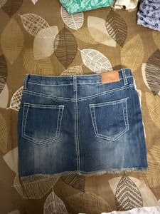 Denim Embroidered Mini Skirt