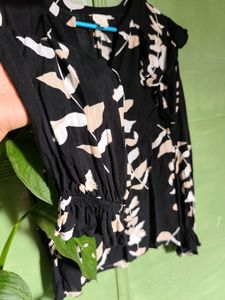 Floral Black Top