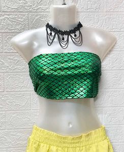 New Metallic Green Fish Scale Design Tube Top