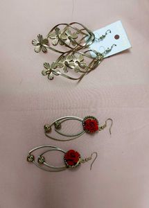 Pack Of Eye Catching 2 Golden Hanging Earings