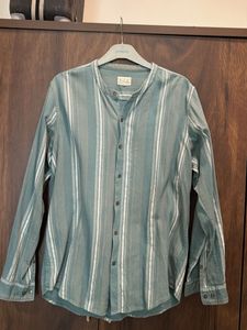Striped Band Collar Shirt