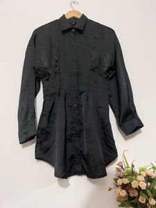 Black Fitted Waist Shirt