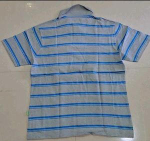 Striped Gray &amp; Blue Polo T-Shirt