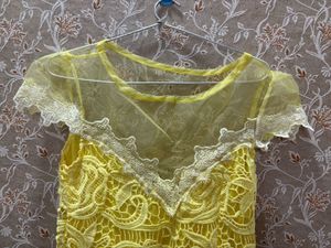 Yellow Lace Mini Dress
