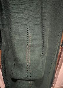stretchable knitted green dress ripped pattern