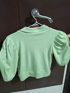 Cute Green Tie-Front Crop Top