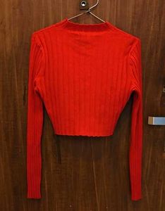 Red Ribbed Crop Top