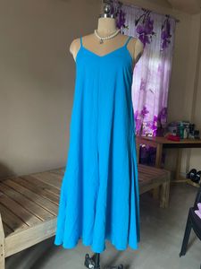 Turquoise Spaghetti Strap Maxi Dress
