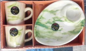 Ceramic Mug and Plate Set - Green Marble #Combo