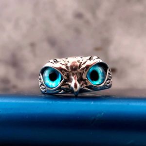 Mystical Owl Ring -  Striking Blue Eyes